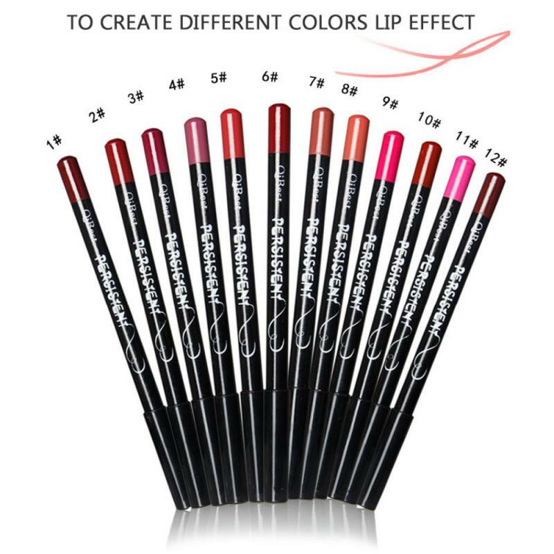12pcs/set Professional Matte Lip Liner Pencil Set Waterproof Long Lasting Smooth Natural Lipliner Pen Makeup Cosmetic Tools Kit