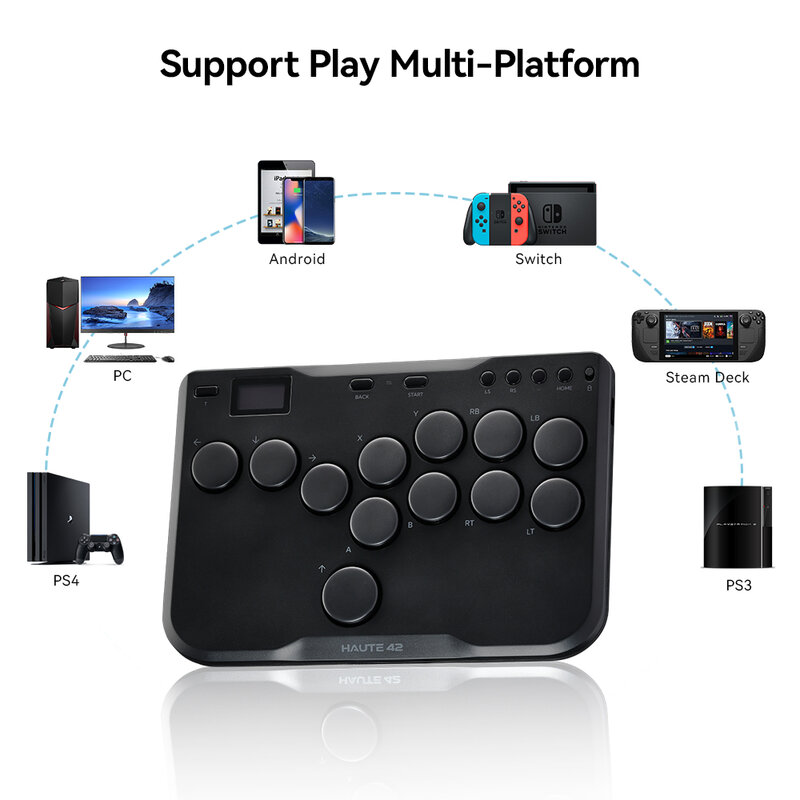 Haute42 cosmolx Mini Arcade Joystick Hitbox Controller tastiera Leverless Hitbox Fightstick per Ps4 /PS5/Switch Arcade Stick PC