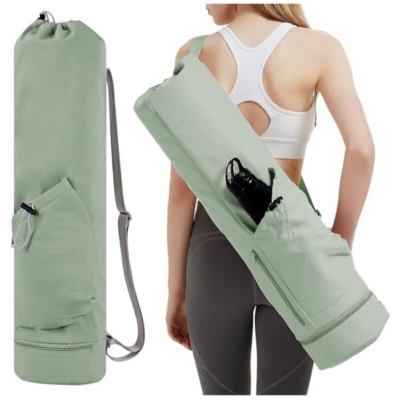Tas matras Yoga olahraga kapasitas besar, tas penyimpanan multifungsi, tas matras olahraga tahan air dengan saku botol air