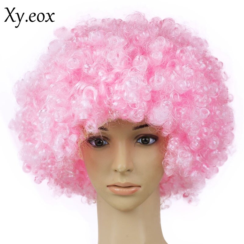 pink Afro Curly Wig Adult Fancy Dress 70s Themed Party Cosplay Disco Unisex