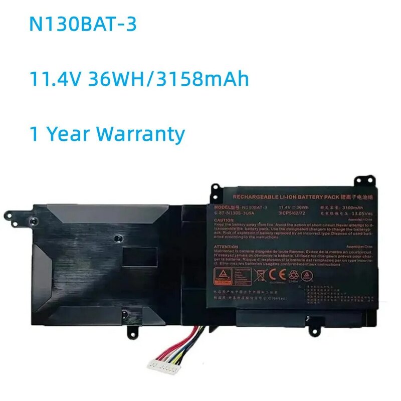 Batería de 11,4 V y 36Wh para CLEVO N130BAT-3, accesorio para modelos 6-87-N130S-3U9A, N130BU, 130WU, N131BU, N131WU, NP3130 Pro, 13, 14 y N130BU, N130BAT-3
