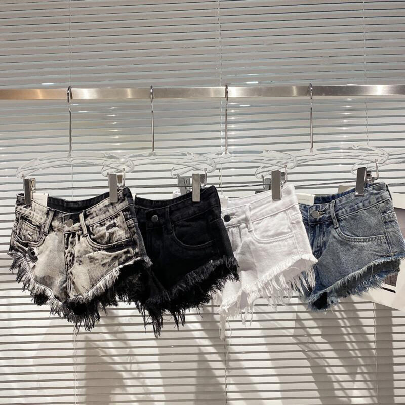 Шорты женские рваные из денима с бахромой, модные пикантные модные супер короткие джинсовые штаны в винтажном стиле, новая модель на лето