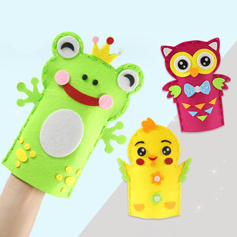 Kinder DIY Cartoon Handpuppe Handwerk Spielzeug Vlies Handwerk kreative handgemachte Paste Material Kits