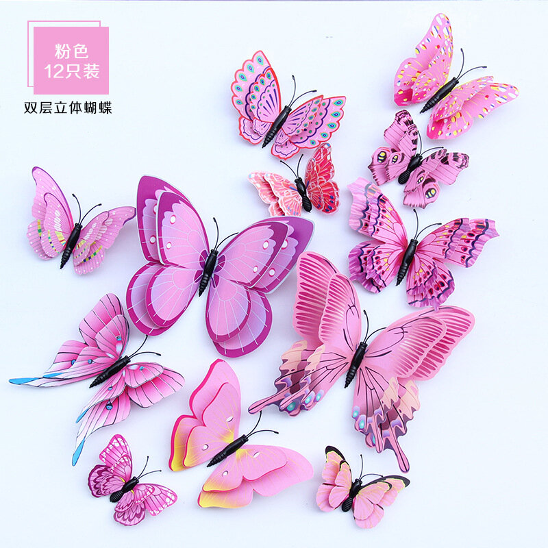 Motyl naklejki na ścianę 3D motyle dekoracja ślubna magnes naklejki naklejka dekoracyjna kolorowa naklejka pcv