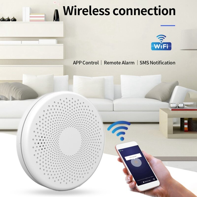 Sensor Detector de humo y monóxido de carbono, alarma de sonido, función Wifi, versión 2 en 1, Smart Life