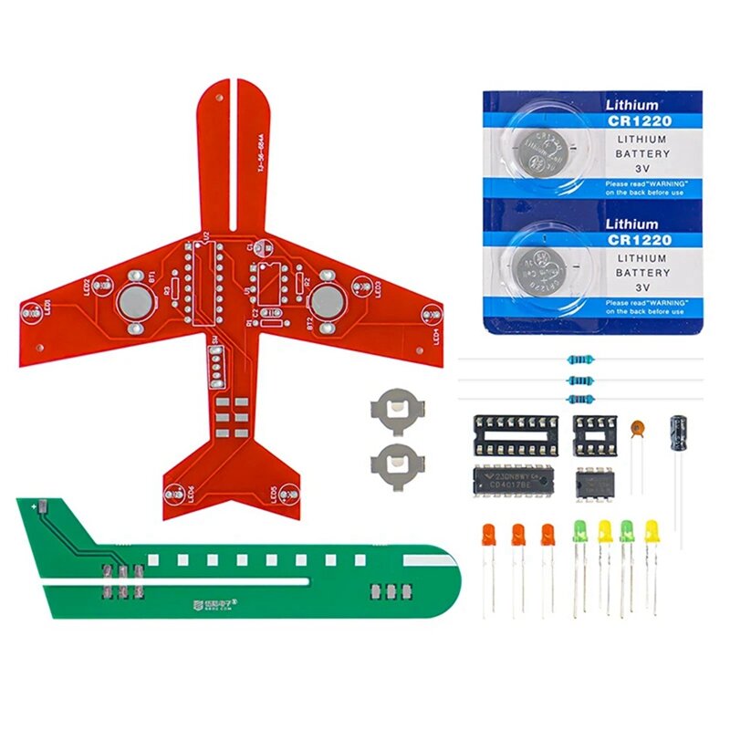 小型航空機フラッシュサーキットボード部品電子生産キット、フローランプ、cd4017