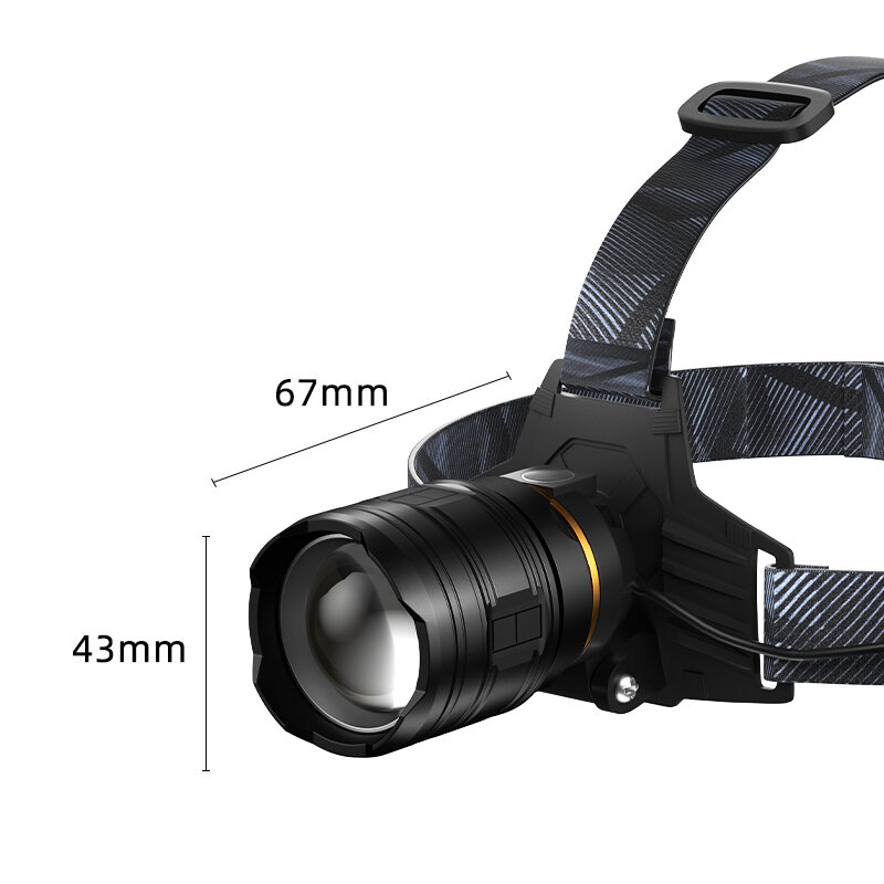 COBA-XHP360 recarregável Zoom cabeça lanterna, farol de alta potência, 36-Core farol, 18650, lâmpada de pesca poderosa