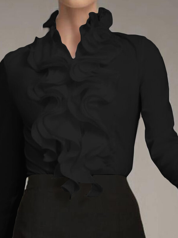 ZANZEA asimétrica-Blusa de manga larga con botones para mujer, blusa informal de gran tamaño con solapa, para primavera y primavera, 2023