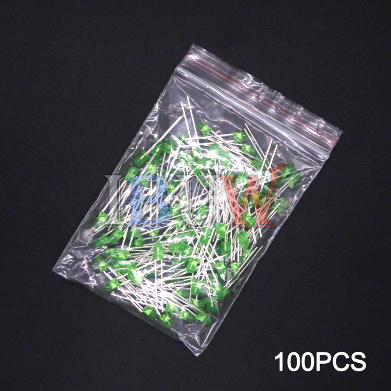 100 pçs/lote 3mm diodo led f3 sortido kit ibuw branco verde vermelho azul amarelo laranja rosa roxo branco quente diy emissor de luz diodo