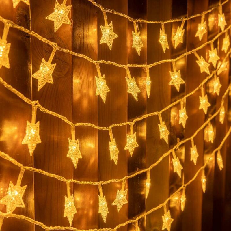 Лампа для рождественской елки, декоративная Usb-лампа с пятизвездочным жемчугом, Рождественский дизайн, декоративное освещение, праздничное освещение, 8 режимов освещения