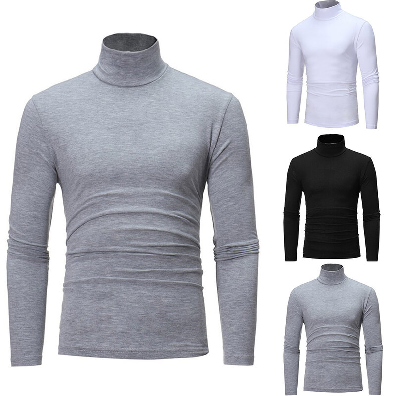 Suéter de malha de gola alta masculino, pulôver monocromático, roupa casual, marca, nova moda, inverno, 2023
