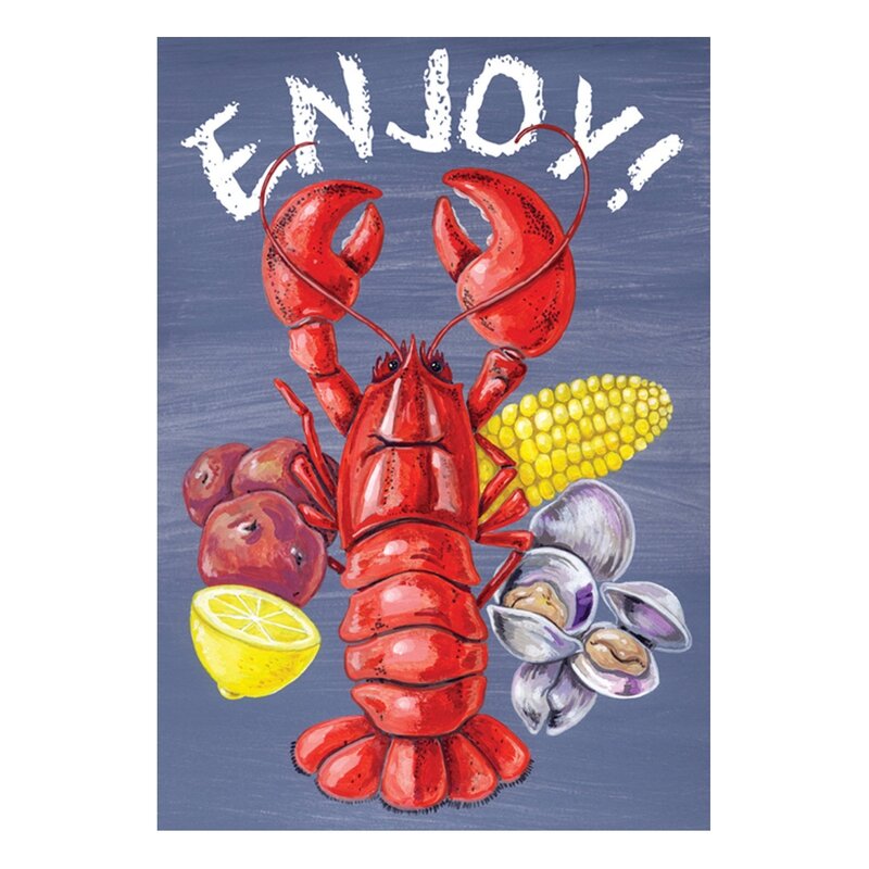 Lobster Clam Bake Summer Garden Flag Enjoy Delicious Food Double Sided Polyester Flag for Outdoor House Party Yard Decorations