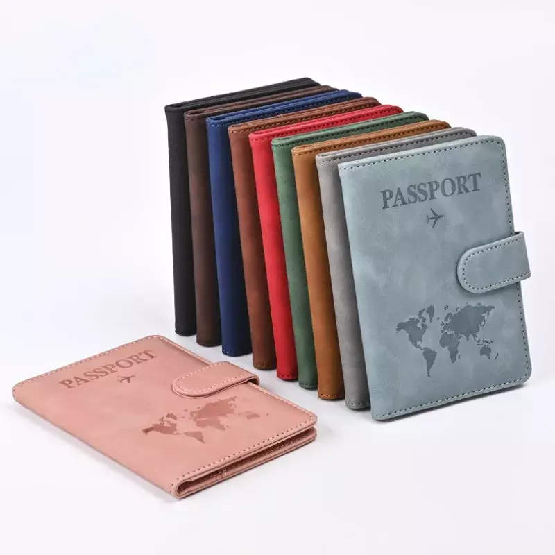 Funda de cuero sintético para pasaporte de hombre y mujer, Protector de piel sintética con soporte para tarjeta de crédito, 1 piezas