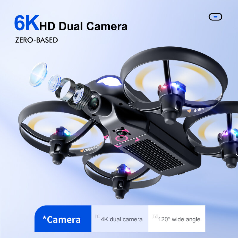 V16 Mini Drone 10K Hd Camera 6000M Luchtcamera Professionele Quadcopter Kleurrijk Licht Drone Speelgoed Geschenken