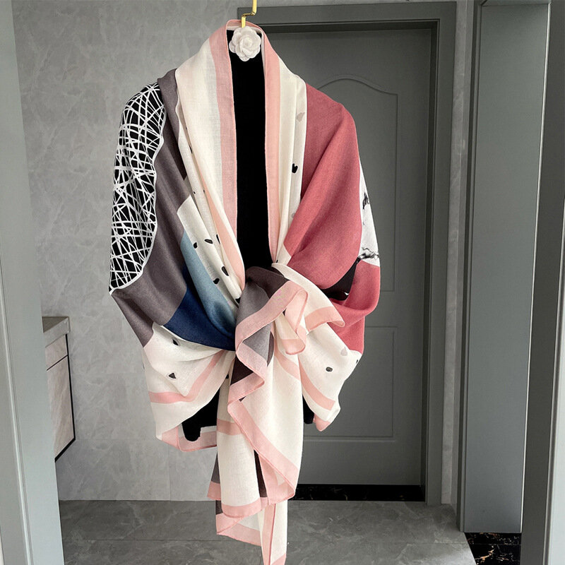 180 x90cm moda primavera e autunno sciarpa donna cotone e lino Dual-purpose All-match sottile sciarpa di seta invernale lunga sciarpa di garza