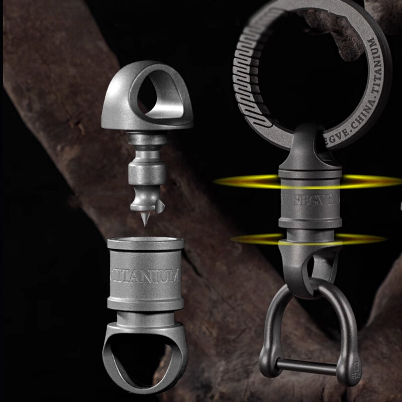 Multifunktion aler Schlüssel bunds chl üssel ring aus Titan legierung im Freien mit schnell abnehmbarem Universal gelenk zubehör