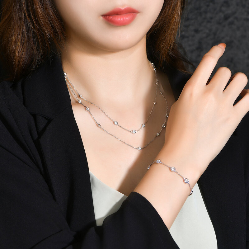 ATTAGEMS-collar de plata 925 para mujer, cadena de corte redondo de 3,5mm, Color D, moissanita, dijes elegantes, joyería fina, pasa la prueba