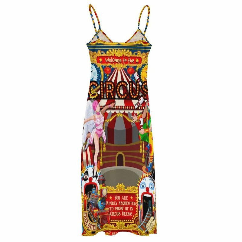 Karneval Zirkus Unterhaltung Familie Themenpark Illustration ärmellose Kleid Abendkleider Frauen Kleidung Neuankömmlinge