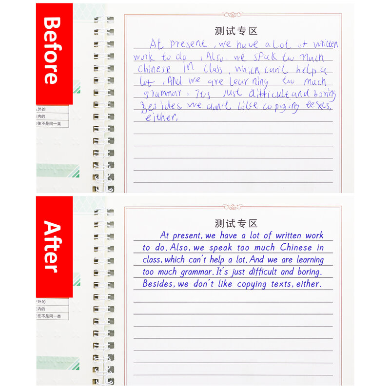 Cuaderno de escritura de caligrafía reutilizable, cuaderno de práctica estriada en 3D para niños, cuaderno de práctica de escritura artística, aprendizaje del alfabeto inglés