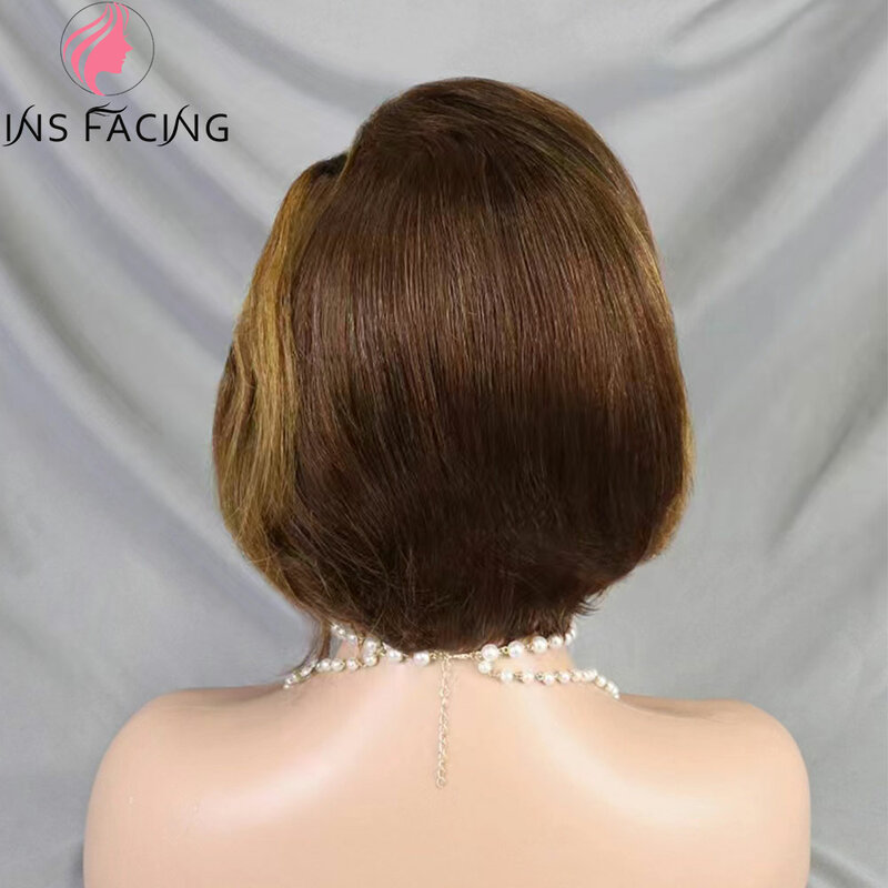 INS FACING Short Human Hair Pixie Cut Wigs Straight Lace Frontal Wigs 13x4 Lace Front Human Hair Wigs for Women 150% Density
