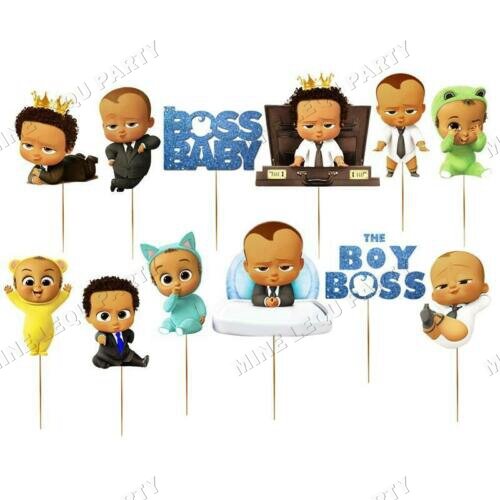 12pcs/lot Boss Baby Cake Topper Birthday Baby Boss theme Party Cake Topper Cake Decoration Baby Shower Party Supplies