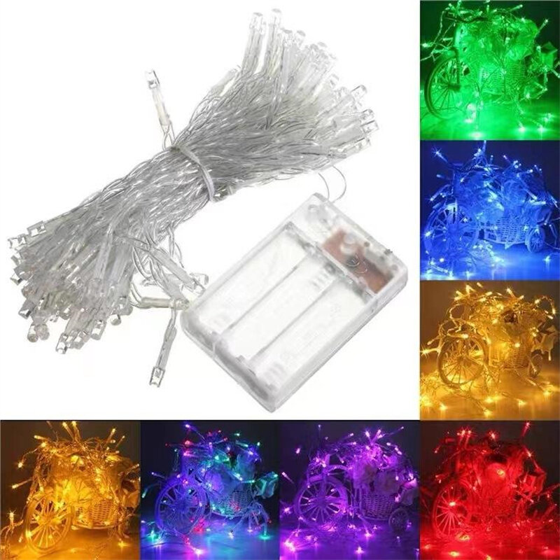 Guirnalda de luces LED impermeables con pilas AA, decoración navideña para fiesta de boda al aire libre, 2M, 4M, 10M, 20M