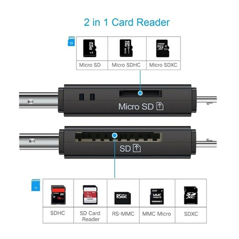 Usb 2.0 Kaartlezer USB-C Type-C Otg Micro Sd Kaartlezer Adapter 3 In 1 Usb 3.0 Tf/Mirco Sd Smart Geheugenkaartlezer Voor Telefoon