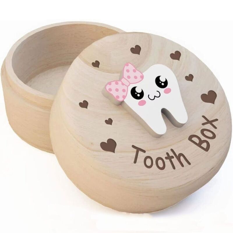 Organizzatore di denti da latte in legno durevole salva regali scatola di immagazzinaggio dei denti di alta qualità che raccoglie la scatola dei denti dei denti