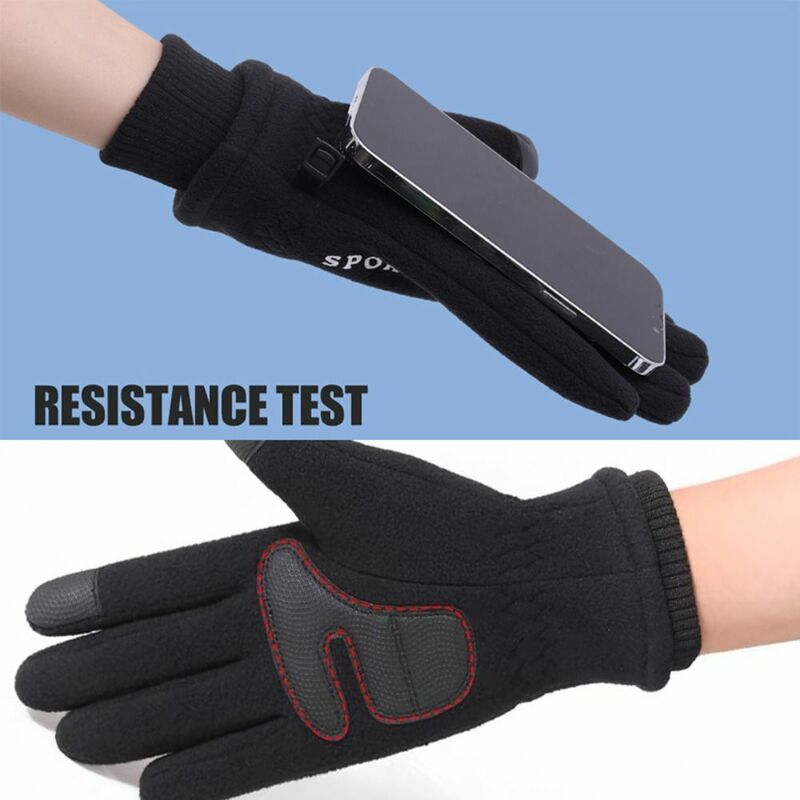 Зимние перчатки с защитой от холода, теплые, для сенсорного экрана, Нескользящие, искусственные, утолщенные, ветрозащитные, мотоциклетные перчатки, велосипедные