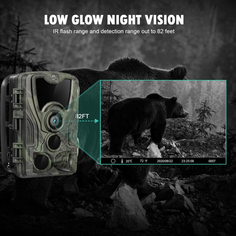 Уличная охотничья камера 24 МП 1080P с литиевым аккумулятором на 5000 мАч, камера наблюдения с ночным видением для фермы, сада, домашней камеры наблюдения