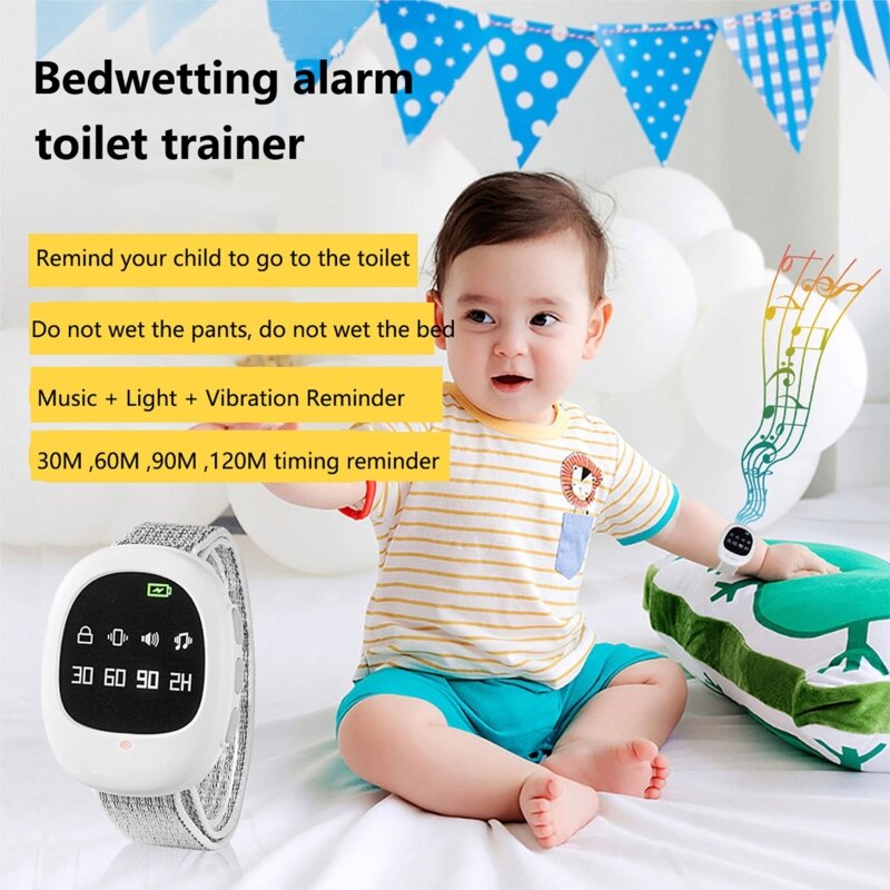Alarm Mengompol Profesional Pakaian Lengan Nirkabel untuk Anak Balita Dewasa Alat Enuresis Tidur Pengingat Basah Latihan Toilet