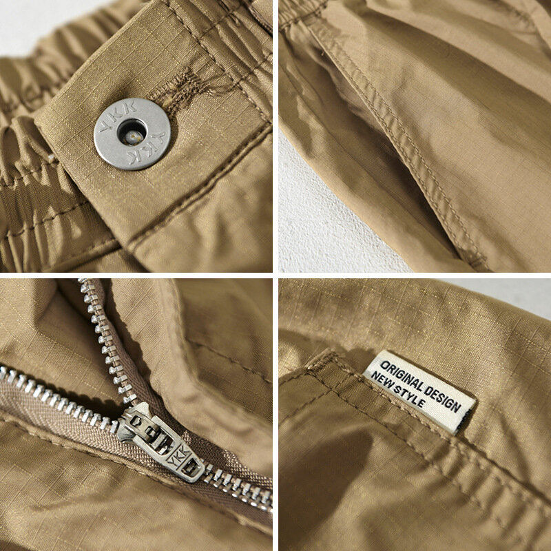 กางเกงคาร์โก้ลำลองทรงหลวมแบบเรียบง่ายมีเชือกรูดสำหรับผู้ชาย AZ656กางเกงขายาวนุ่มฤดูใบไม้ผลิ2024