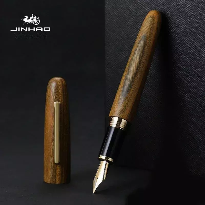 JINHAO 9056 penna stilografica in legno regalo Classic Golden M Nib Spin ebano noce palissandro scuola studente forniture per ufficio cancelleria