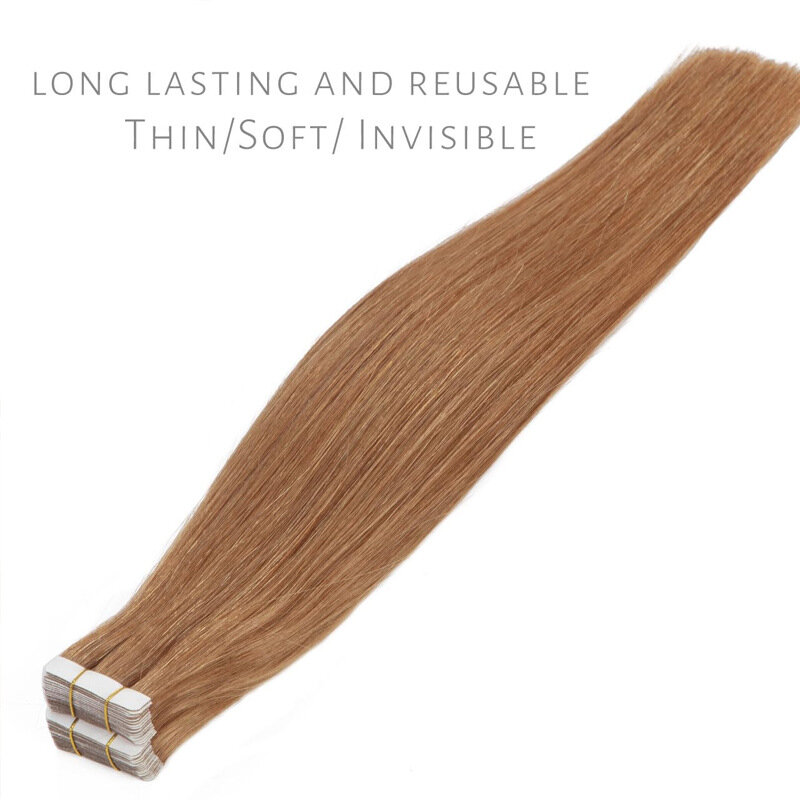 Tape in Human Hair Extensions Balayage Blonde Remy Hair Customize Hair Color Soft Skin Weft Straight Seamless Hair Tape in Hair