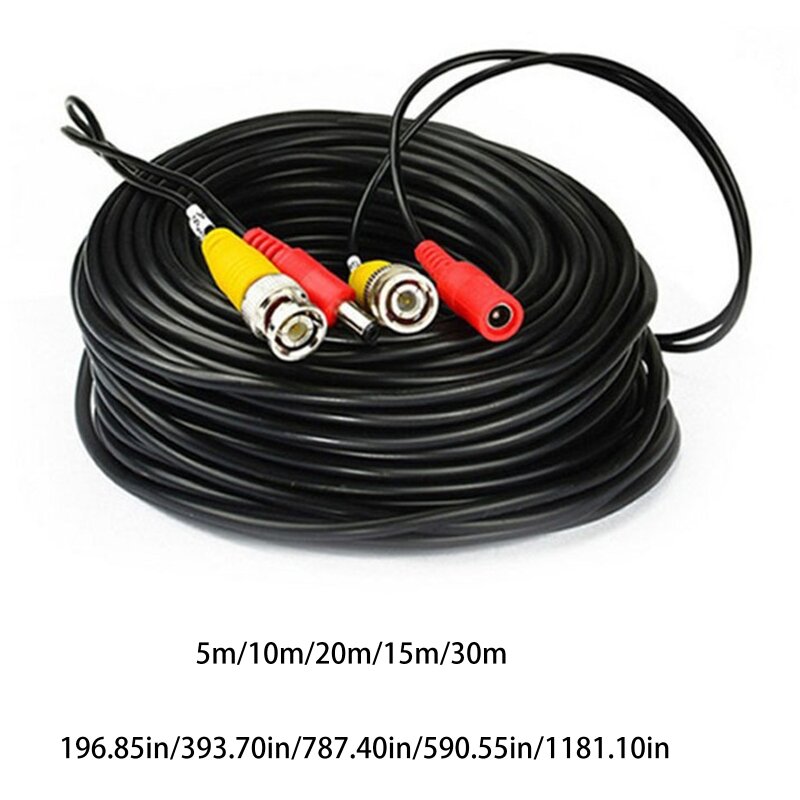 CCTV Security Camera Cable CCTV Video Power Wire BNC for DC Cord DVR Black