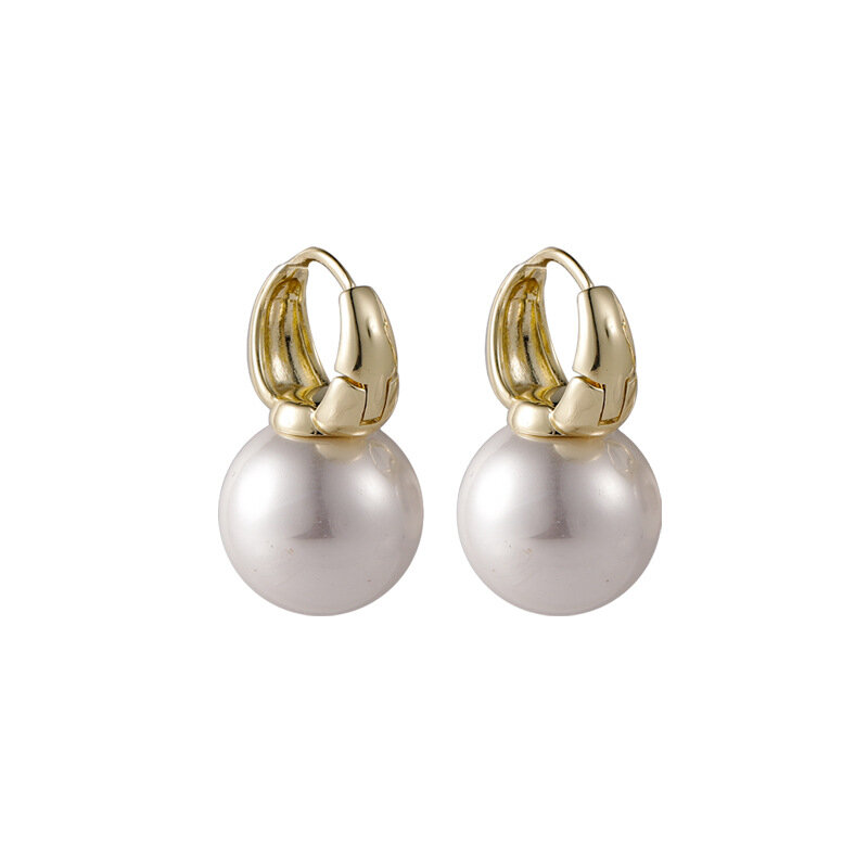 Pendientes de aro de perlas para mujer, aretes pequeños minimalistas de Color dorado, joyería de moda para boda, 2022