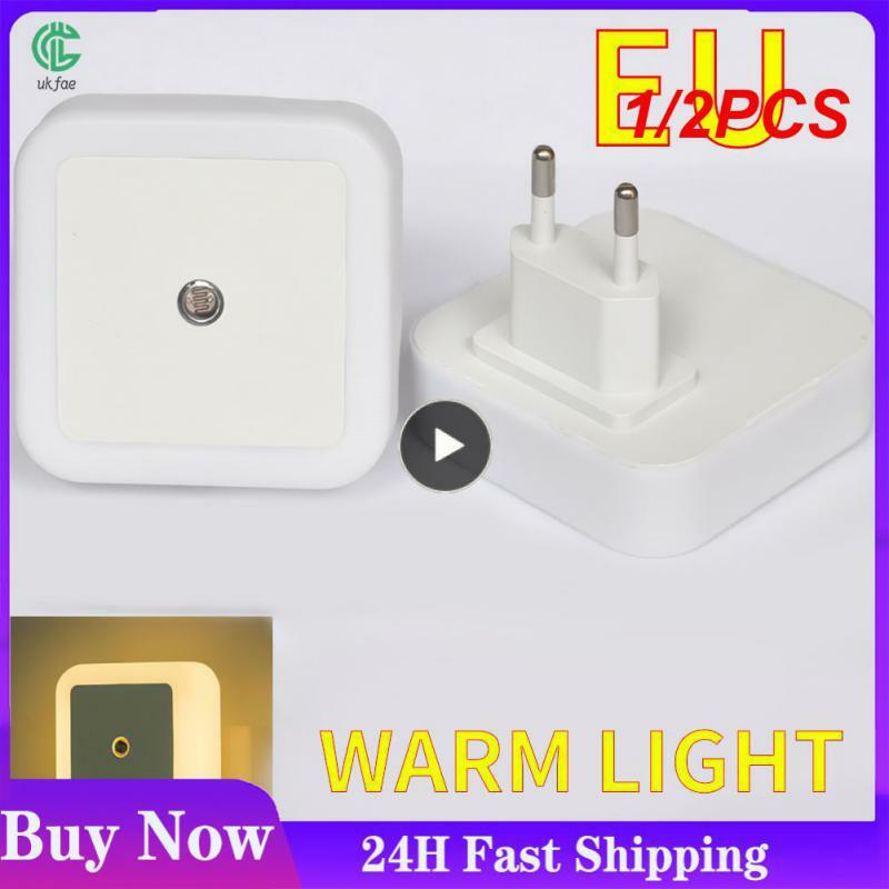 1/2PCS Light Sensor Control Bedroom Bulb 110-240v Eu Us Uk Plug Night Light Square Living Room Bedroom Lighting