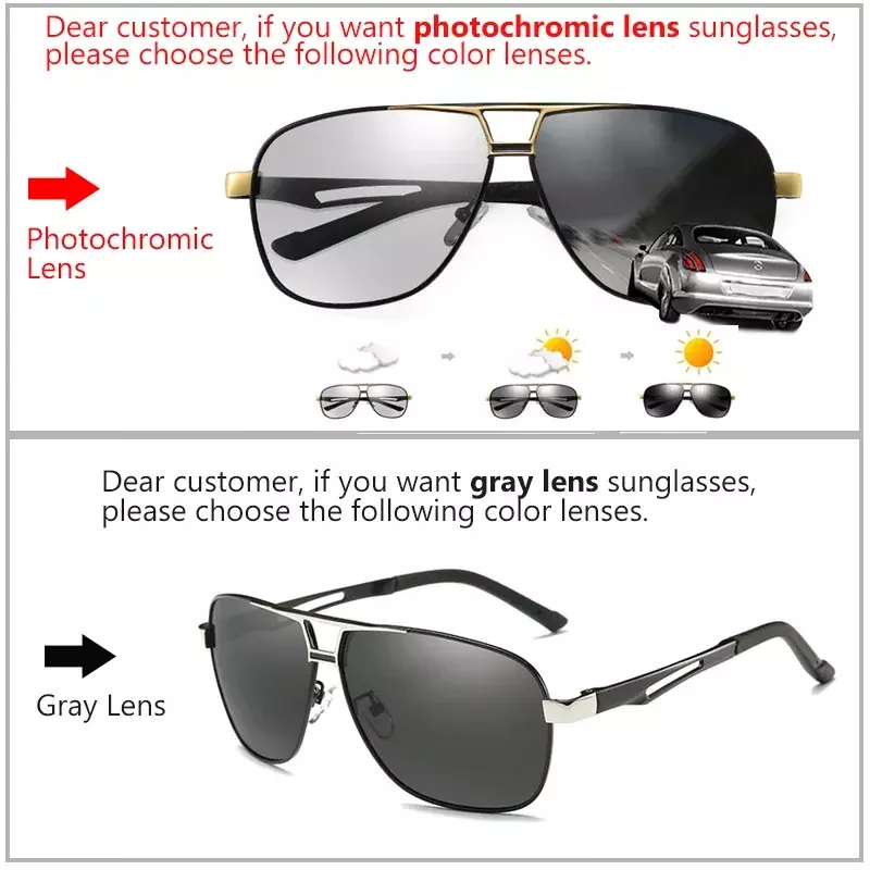 Gafas De Sol fotocromáticas polarizadas cuadradas De aluminio y magnesio para hombre, lentes De Sol militares De seguridad para conducir