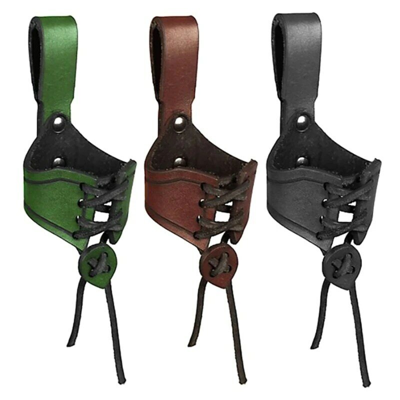 Riñonera cuero para hombres y mujeres, cinturón Medieval, soporte para cuerno, cinturón Medieval, soporte para tazas, para