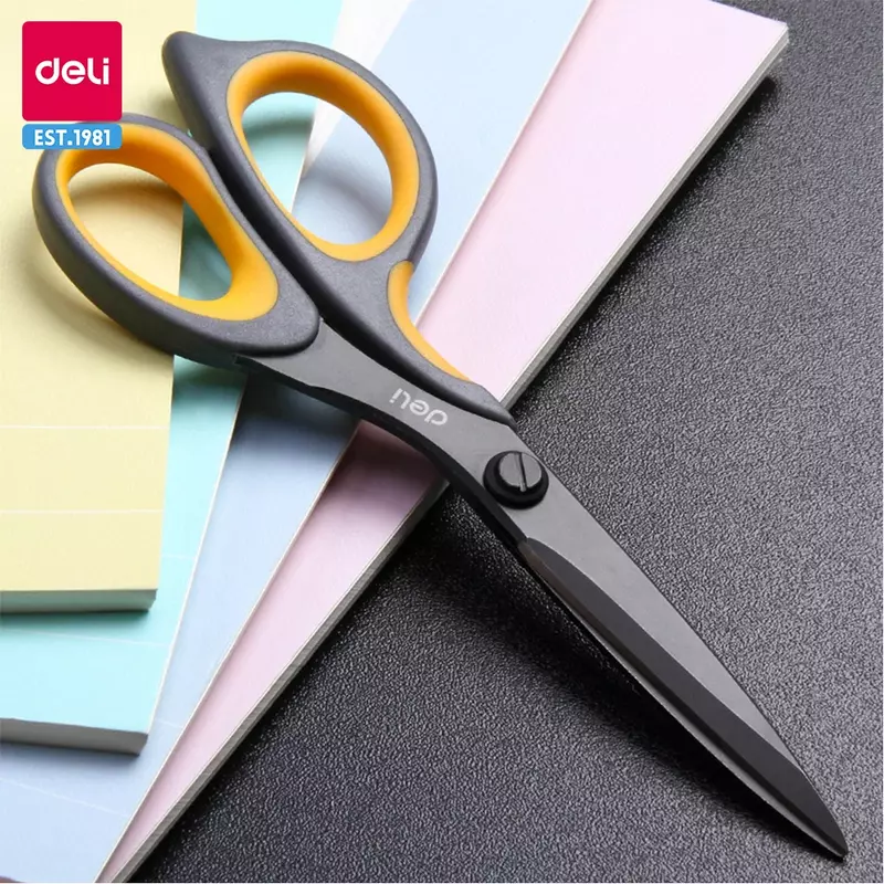 Deli Non-Sticky Scissors Stainless Steel Large Household Multi-functional Office Tailor's Hand Scissors Hand Cutting