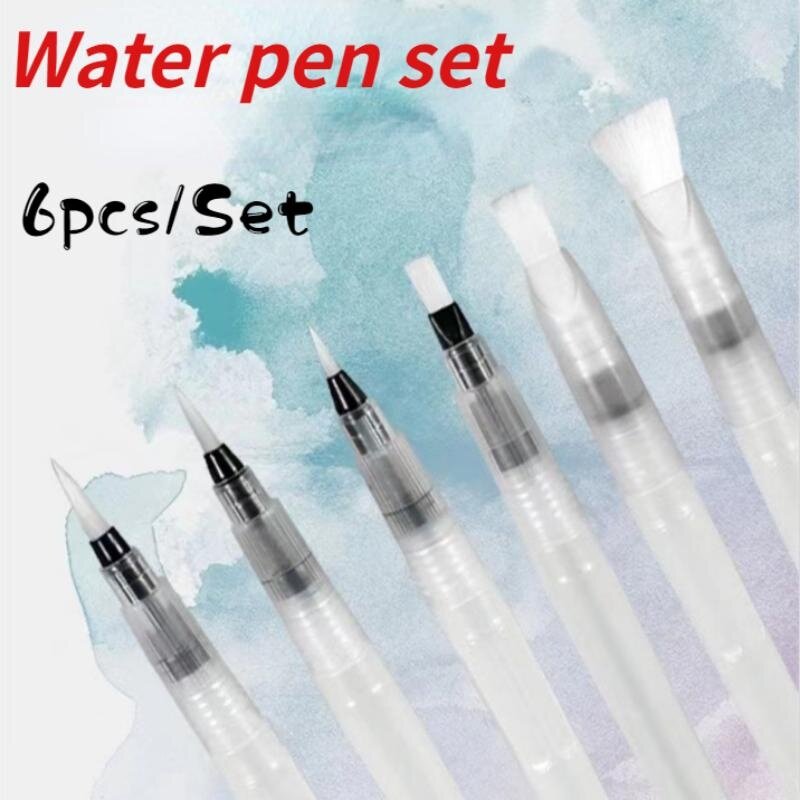 6 Pcs/Set Paint Brush Water Pen Color Soft Beginner Painting Drawing Art Pens Stationery School Office Supplies Microneedling