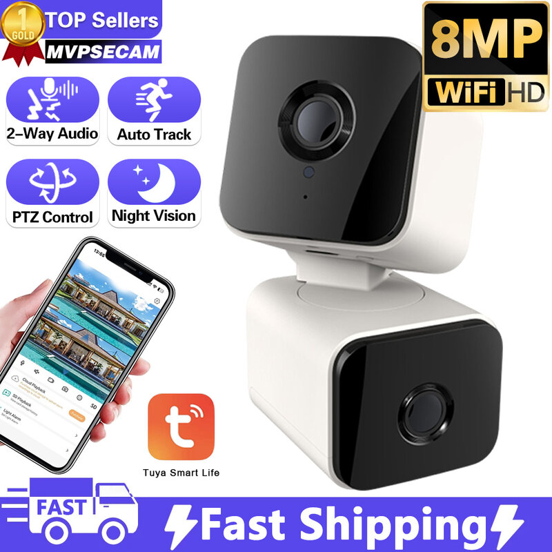 4K 8MP Dual Lens All-round Monitoring WiFi IR Night Vision Outdoor Waterproof Wireless Ai Human Auto Tracking Security Camera