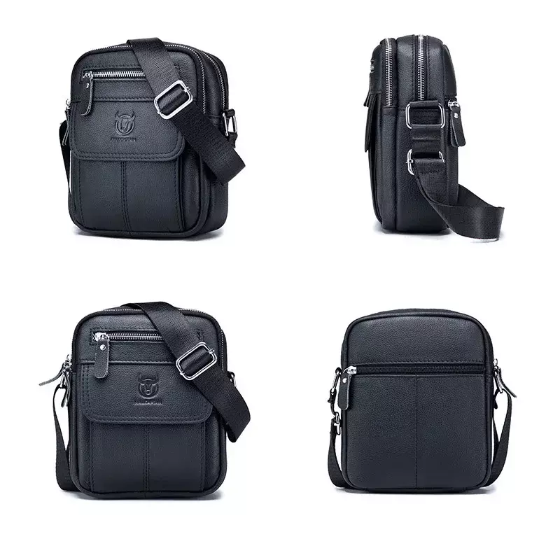 BULLCAPTAIN 2024 New Men's Genuine Leather Messenger Shoulder Bag Cowhide Male Small Casual  Crossbody Bag Fashion handbags