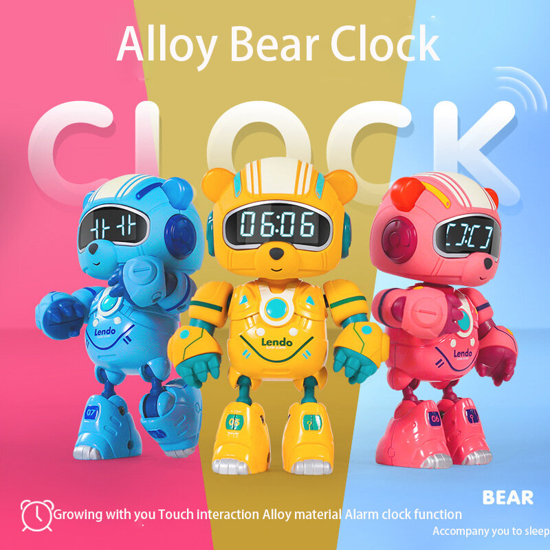 Robot orso in lega con luce notturna per musica ricaricabile per bambini con sveglia per il sonno intelligent wake-up sensing fun audio alarm
