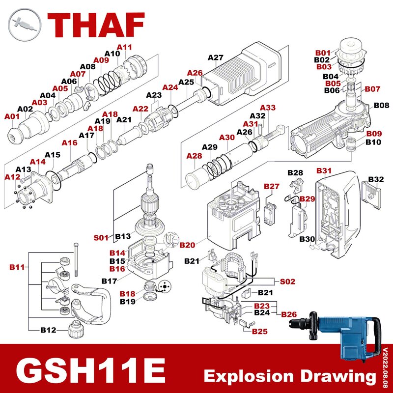 قطع غيار فرشاة الكربون لاستبدال بوش هدم المطرقة GSH11E GSH 11E B25
