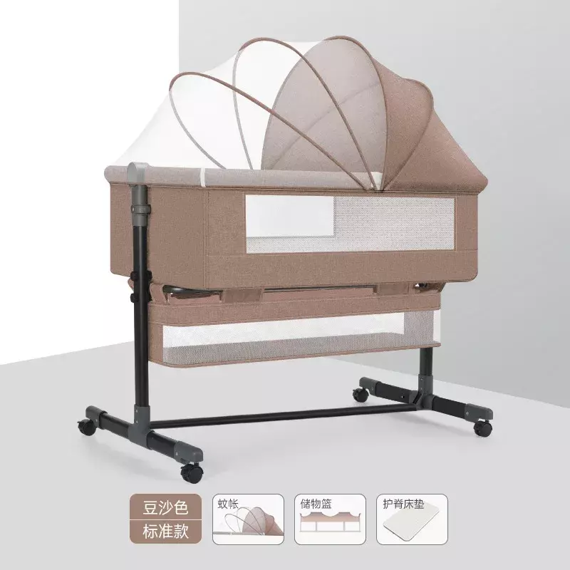 Multi-functional Folding Crib Removable Portable Neonatal Cradle Bed Children's Crib Splicing Queen Bed
