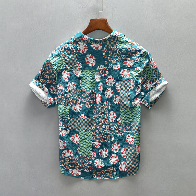 Casual Shirts for Men Fashion Digital Printing Short Sleeve Shirt Man Loose Large Size Button-up Shirt