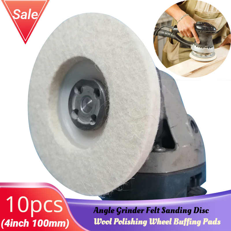 10pcs 100*16*12mm Wool Felt Disc Polishing Buffing Wheel Pad Bore for angle grinder car detailing wood polishing Wool Felt