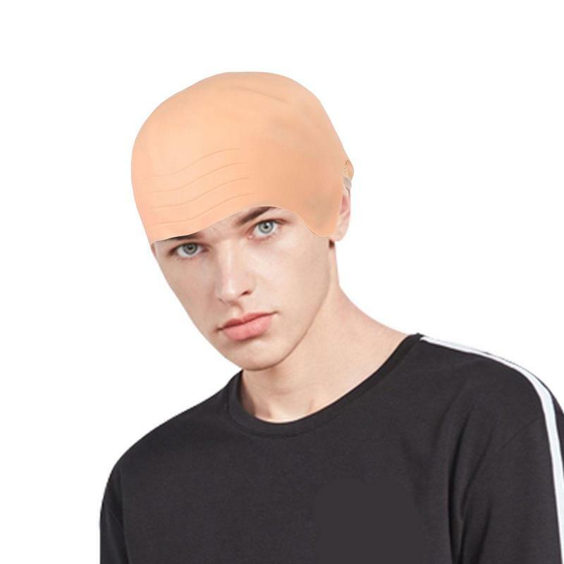 Bald realistis Cosplay kepala botak gaun mewah kostum alat peraga Cosplay topi untuk pria wanita pesta Natal Halloween