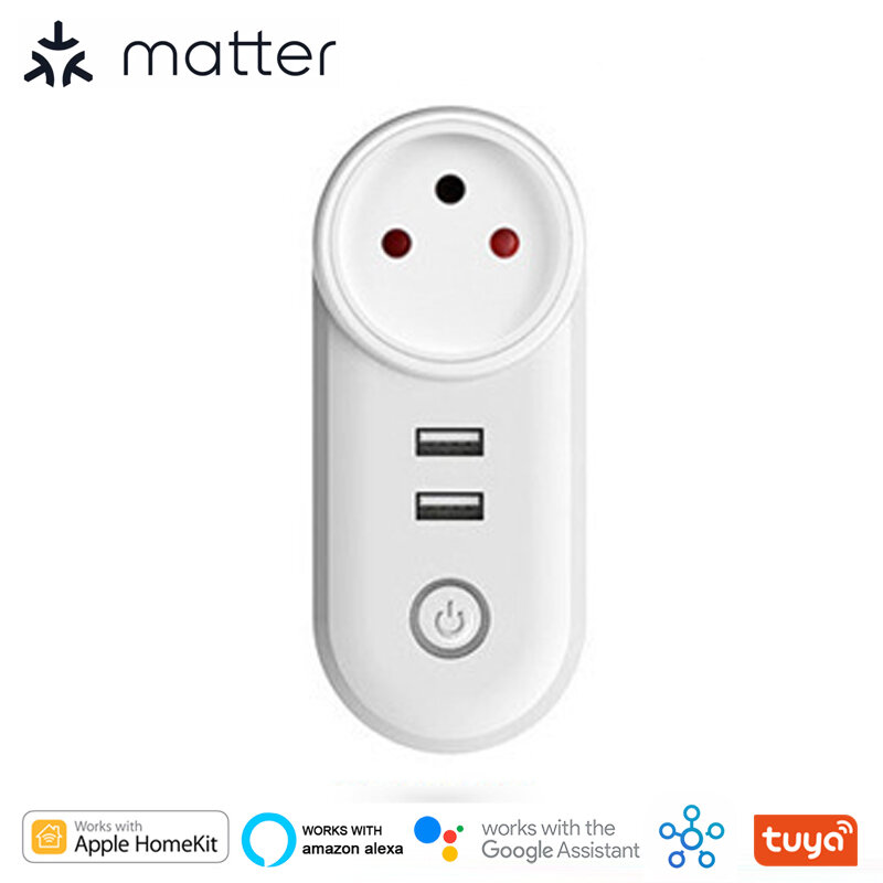 Materie WiFi Smart Plug USB EU UK uns Brasilien Israel Sockel kompatibel Homekit Alexa Google Home Smart things Tuya Smart life
